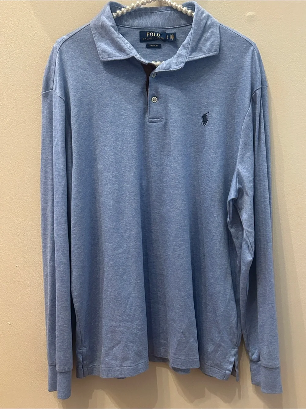Polo Ralph Lauren Shirt Mens L Classic Fit Long Sleeve Blue Heather Soft Cotton